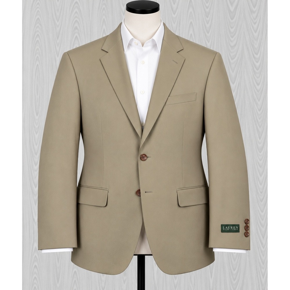 Lauren Ralph Lauren Wool Blazer Mens 42R Tan Solid Sport Coat Designer NWOT